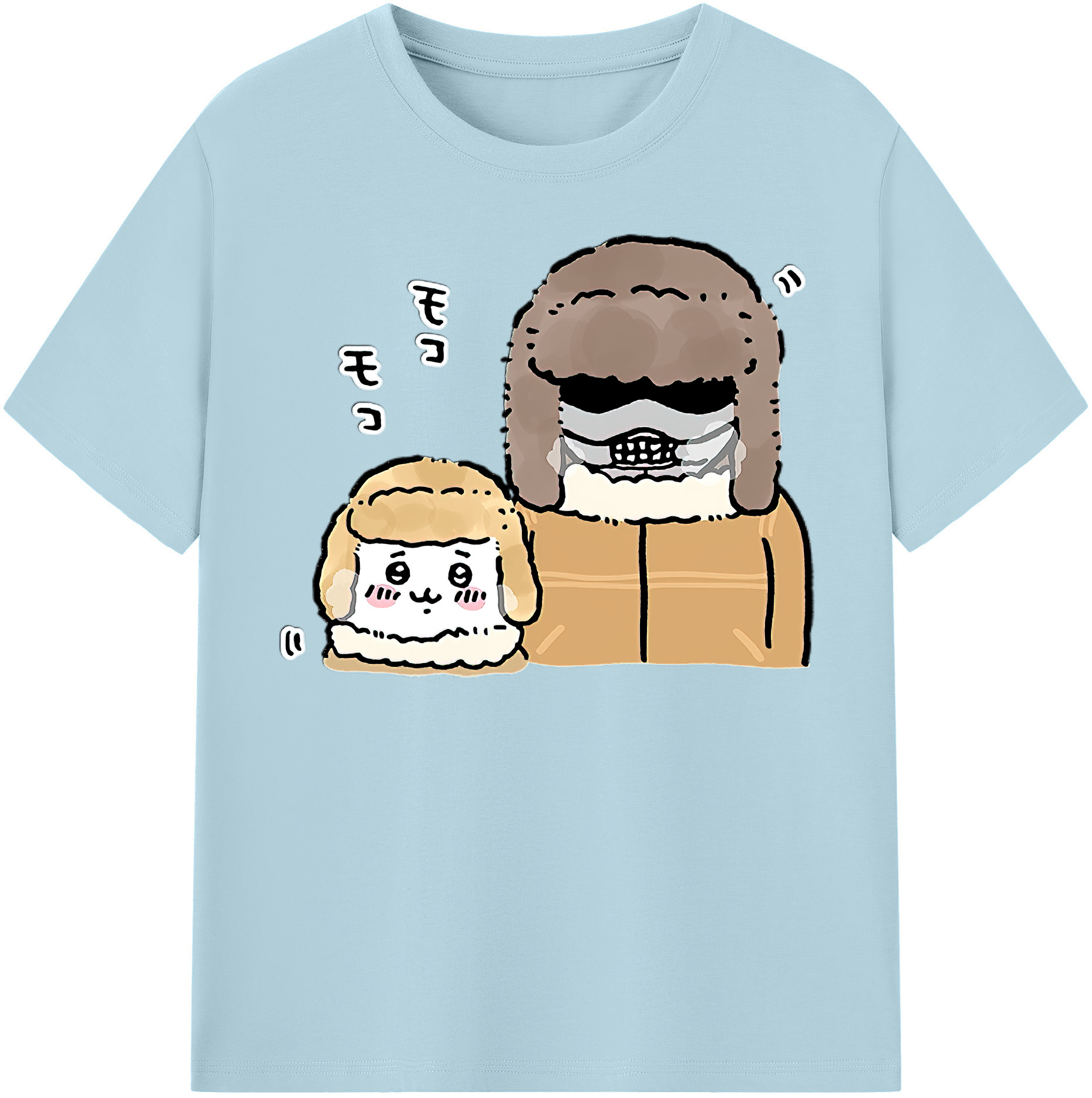 （画像用） ちいかわ 労働の鎧さん Chii-kawa Mr. Armor of Labor 綿100％半袖Tシャツ（フロントプリント）